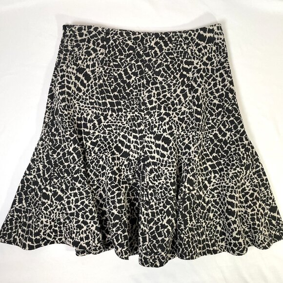 Susan Bristol Black and White Animal Print Swing Skirt Knee Length Size 12 - Picture 2 of 11
